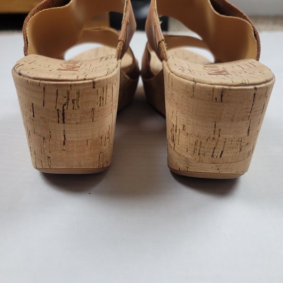 Korks Ease Platform Wedge Slide-On Leather Sandals - Picture 5 of 12